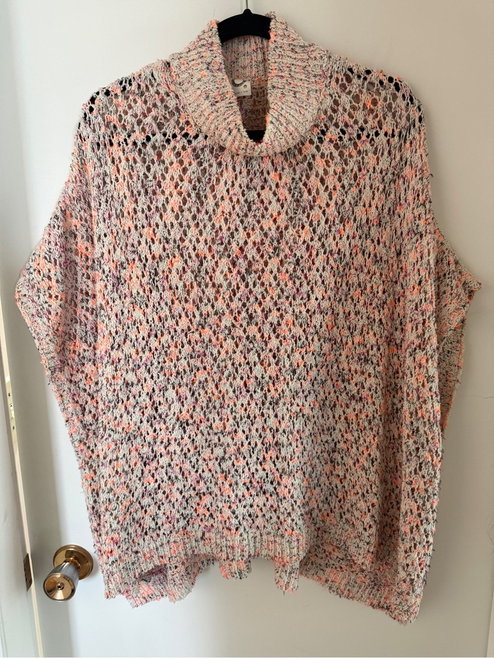 Akemi + Kin Anthropologie Open Knit Poncho Sweater Cowl Neck One size